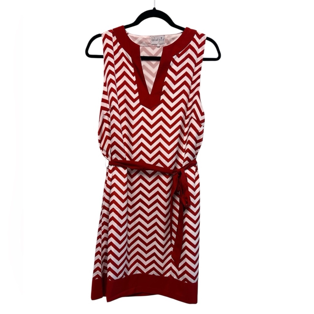 Chevron Red and White Sleeveless Dress